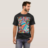 明るい水色：抽象芸術ファンタジー背景 Tシャツ (正面フル)
