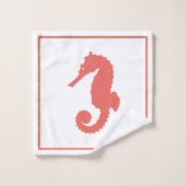 明るい沿岸珊瑚のピンクのタツノオトシゴ バスタオルセット (ウォッシュタオル)