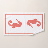 明るい沿岸珊瑚のピンクのタツノオトシゴ バスタオルセット (ハンドタオル)