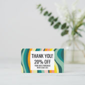 明るい波カラフル手作り注文ありがとう 名刺 (スタンド正面)