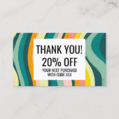 明るい波カラフル手作り注文ありがとう 名刺 (正面)