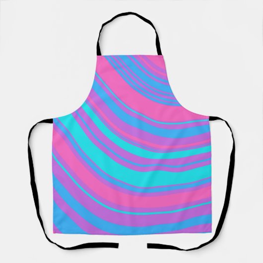 明るい波状レトロパターン エプロン (正面)