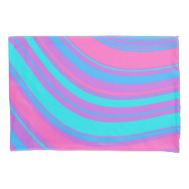 明るい波状レトロパターン 枕カバー