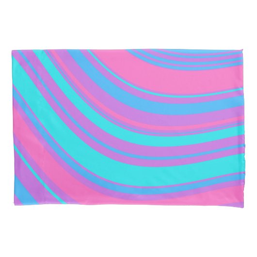 明るい波状レトロパターン 枕カバー (正面)