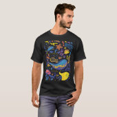 明るい海のパターン - 海の落書きドローイング Tシャツ (正面フル)
