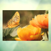 明るい深い黄色の花と蝶 ウィンドウサイン (シート3)