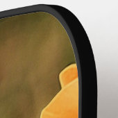 明るい深い黄色の花と蝶 ピックルボールラケット (左詳細)