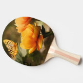 明るい深い黄色の花と蝶 卓球ラケット (横)