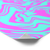 明るい渦巻き抽象芸術アートinピンク&ティール(緑がかった色) ポスター (角)