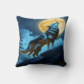 明るい満月の下で吠える狼 クッション (裏面)