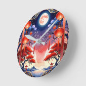 明るい満月 ラウンド壁時計 (傾斜)