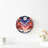 明るい満月 ラウンド壁時計 (ホーム)