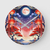 明るい満月 ラウンド壁時計 (正面)