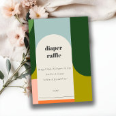 明るい溝深いレトロアーチオムツラッフルベビーシャワー エンクロージャーカード