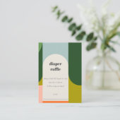 明るい溝深いレトロアーチオムツラッフルベビーシャワー エンクロージャーカード (スタンド正面)