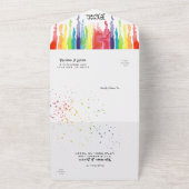 明るい滴下虹LGBTQハンドスティングズ結婚ーズ オールインワン招待状 (外側)