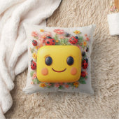 明るい漫画のイラストレーションラディバグ、花 クッション (ブランケット)