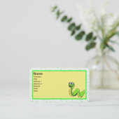 明るい漫画の緑の黄色いヘビのドット 名刺 (スタンド正面)