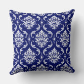 明るい濃紺のダマスク織パターン クッション (裏面)