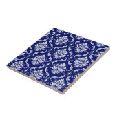 明るい濃紺のダマスク織パターン タイル (側面)