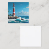 明るい灯台と日に照らされた聖域が見える スクエア名刺 (正面/裏面)