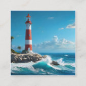 明るい灯台と日に照らされた聖域が見える スクエア名刺 (正面)