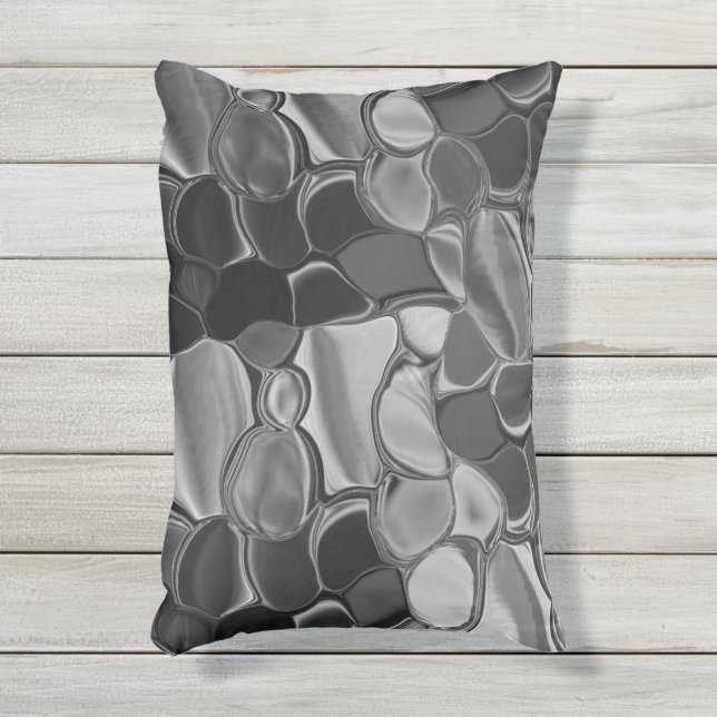 明るい灰色と暗い丸い形状。 アウトドアクッション (正面(縦))