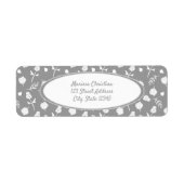 明るい灰色と白の花柄ラベル ラベル (正面)