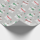 明るい灰色の可愛いクリスマス極クマ ラッピングペーパー (角)