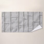 明るい灰色または白のレンガの壁の面のテクスチャを背面に戻す バスタオル (バスタオル)