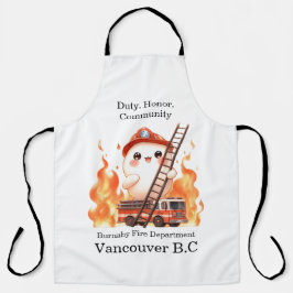 明るい炎の中で明るい消防士 エプロン
