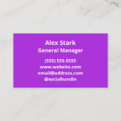 明るい無地の紫色の名刺 名刺 (正面)