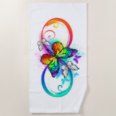 明るい無限遠（虹の蝶） ビーチタオル (正面)