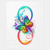 明るい無限遠（虹の蝶） フリースブランケット (正面)