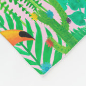 明るい熱帯のシームレスな手描きパターン、t フリースブランケット (角)