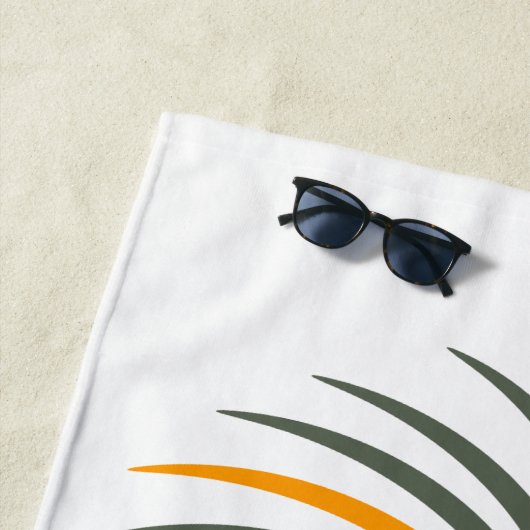 明るい熱帯のヤシの木、太陽と波 ビーチタオル (インサイチュ)