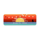 明るい熱帯の夕日とストリングライト ラベル (正面)