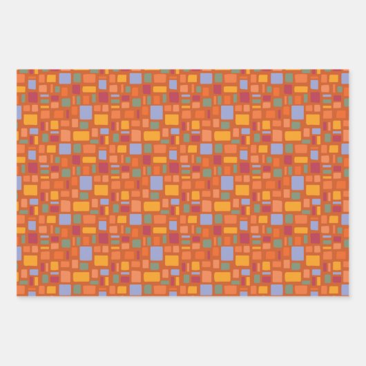 明るい熱帯の色の奇妙な正方形と長方形 ラッピングペーパーシート (正面3)