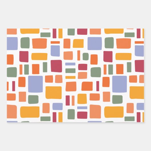 明るい熱帯の色の奇妙な正方形と長方形 ラッピングペーパーシート (正面)