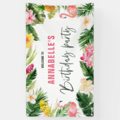 明るい熱帯の葉の誕生パーティー 横断幕 (縦)