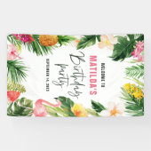 明るい熱帯の葉の誕生日パーティー 横断幕 (横)