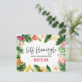 明るい熱帯の葉は華やかな誕生日を与える ポストカード (スタンド正面)