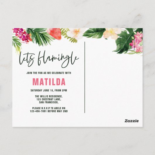 明るい熱帯の葉は華やかな誕生日を与える ポストカード (裏面)