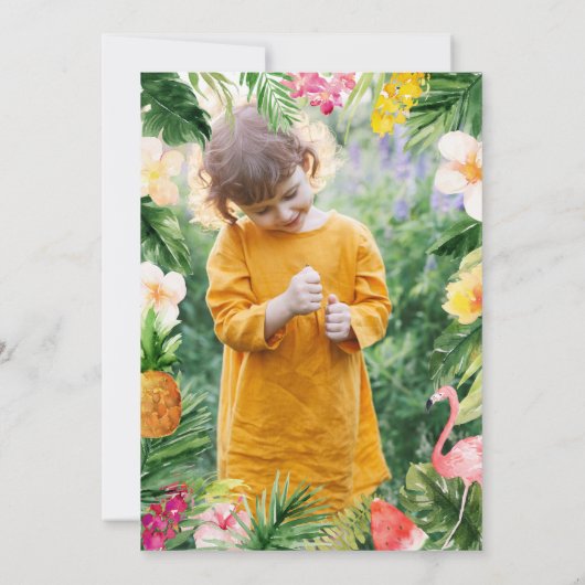 明るい熱帯はフラミングルの写真の誕生日をもたらす (裏面)