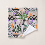 明るい熱帯ハワイアンイラストレーション バスタオルセット (ウォッシュタオル)