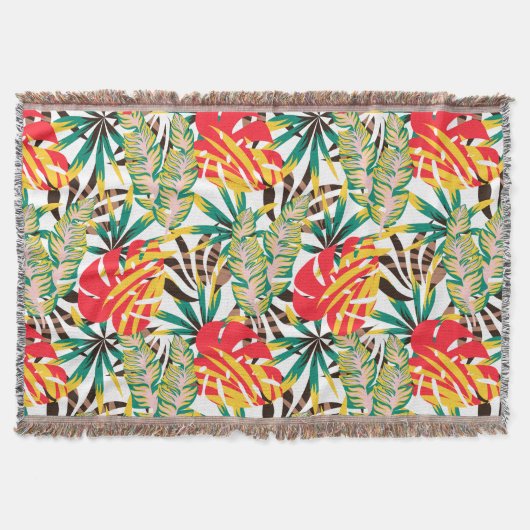 明るい熱帯パターン スローブランケット (正面)