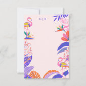 明るい熱帯パームスフラミンゴ ノートカード (正面)