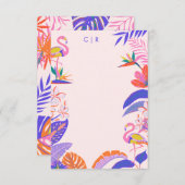 明るい熱帯パームスフラミンゴ ノートカード (正面/裏面)