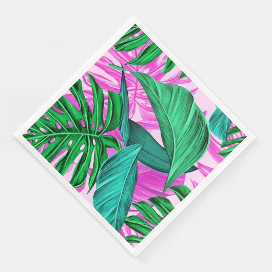 明るい熱帯ピンクと緑の葉 (コーナー)