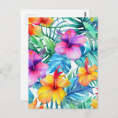 明るい熱帯フローラシームレスパターン ポストカード (正面/裏面)